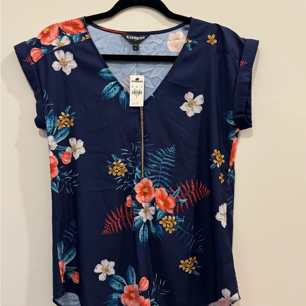 Express Navy Floral Women's Top